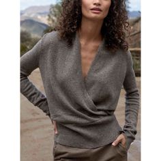 The Phinneas Wrap Sweater from Brochu Walker adds drama to your classic wardrobe. Crafted from 100% ethically sourced cashmere in an all-season weight, this exceptional sweater is the ultimate in fine, feminine luxury. The self-wrap front leads to a deep ribbed hem you can wear tucked into your favorite jeans or out over a sleek pencil skirt. Long sleeves end in deep-ribbed, split cuffs just dying to show off your bangle bracelets and statement rings. Feminine Luxury, Romantic Nature, Classic Wardrobe, Wrap Sweater, Mode Inspiration, Knitting Designs, Favorite Jeans, Cashmere Sweaters, Style Me