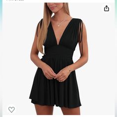 Sexy Ruched Waist Deep V Neck Mini Dress (New With Tags)! Deep V Neck, Deep V, Summer Dress, Short Dresses, Mini Dress, V Neck, Dresses, Black