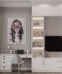 a living room filled with furniture and a flat screen tv on top of a wall