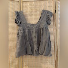 Grey Ruffled Sleeve Top. Only Worn Once To Try On. Nwot. No Flaws. Super Cute For Spring/Summer! Ruffled Sleeve Top, Zara Tops, Try On, Sleeve Top, Spring Summer, Super Cute, Zara, Womens Tops, Fashion Outfits