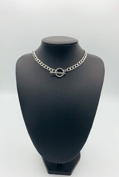 - Mixed Metal Materials - T-Bar Closure - 16"L - Can be worn two ways. The T-Bar closure loop can be in the front or left in the back for a simple chain necklace look. Trendy Metal Chain Necklace With Round Pendant, Trendy Round Pendant Chain Necklace, Trendy Adjustable Chain Necklace, Trendy Circle Metal Necklace, Trendy Chain Necklace With Round Pendant, Trendy Chain Necklace With Round Pendant And Adjustable Chain, Trendy Choker Toggle Necklace With Adjustable Chain, Metal Circle Chain Necklace With Adjustable Chain, Simple Chain Necklace