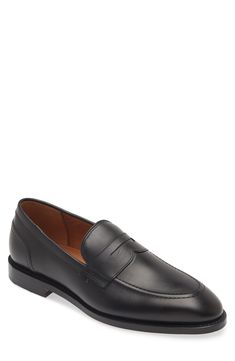 A streamlined silhouette and almond toe bring timeless sophistication to a leather loafer grounded by a cushioned footbed. Leather upper, lining and sole Made in the USA Classic Tassel Loafers With Removable Insole For Work, Classic Calf Leather Slip-ons With Plain Toe, Classic Slip-ons With Plain Toe In Calf Leather, Classic Loafers With Removable Insole For Semi-formal, Classic Loafers With Removable Insole For Semi-formal Occasions, Classic Loafers With Almond Toe And Branded Insole, Classic Slip-on Loafers With Almond Toe, Classic Slip-on Loafers For Business, Classic Almond Toe Loafers With Branded Insole