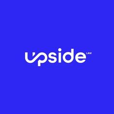 the upside law logo on a blue background