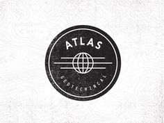 the atlas logo is shown in black and white