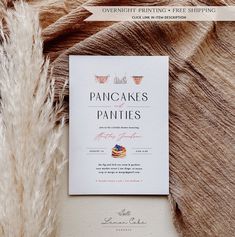 an elegant wedding suite with pancakes and pamies on the front is displayed