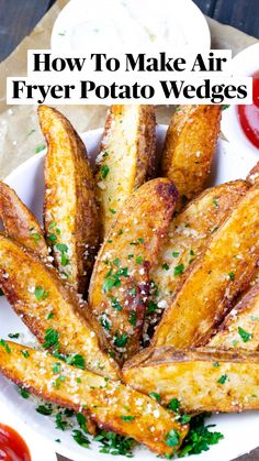 baked french fries with ketchup and parmesan cheese on the side in a white bowl