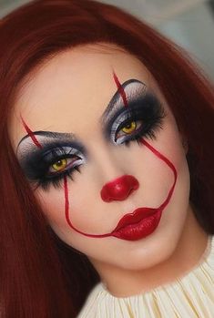 Hallowen Schminke, Pelottava Halloween, Beautiful Halloween Makeup, Halloween Makeup Clown, Fantasy Make-up, Halloween Make-up Looks