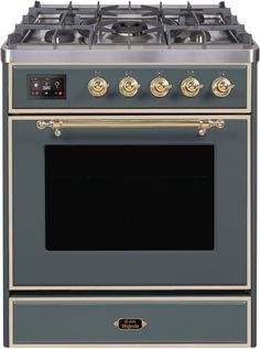 30" Freestanding Dual Fuel Range with 5 Sealed Burners, 4 cu. ft. Oven Capacity, Storage Drawer, and Fast Pre-heat: Blue Grey, Brass Trim - NG. A true kitchen centerpiece that is sure to demand attention, these exceptional bespoke ranges will complement any kitchen. The unique style of the Majestic Series stands out above the rest. ILVE offers the ability to create a customized and individual look. Brass is a noble material that guarantees excellent durability and the non-stick nanotechnological French Stove Range Blue, Ilve Range 30”, Ilve Range Blue, Viking Blue Range, Ilve Range 30, Country Range Cooker, Aga City 60 Range Cooker, Ilve Refrigerator, Ilive Range