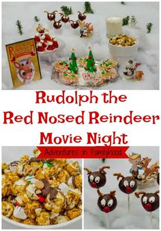 rudolph the red nosed reindeer movie night with movies and candy pops for kids to eat