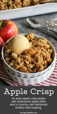 an easy apple crisp recipe with toffee apples and buttery oats topping