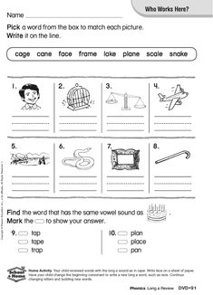 worksheet with pictures and words on it