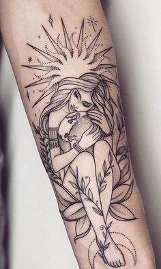 tatuagem de bruxa no braço Motherhood Tattoos, Virgo Tattoo Designs, Mother Nature Tattoos, Nature Tattoo Sleeve, Virgo Tattoo, Mom Tattoo Designs, Mother Tattoos