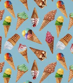 Get Ready to Satisfy Your Sweet Tooth with David Textiles Ice Cream Cones on Blue Novelty Cotton FabricIndulge in the sweetness of this delightful fabric featuring colorful ice cream cones on a blue background Perfect for creating fun and playful projects, this 100% cotton fabric is a must - have for any sweet lover Whether you're making a summer dress, a cute apron, or a cozy quilt, this fabric is sure to bring a smile to your faceMeasuring 44 inches in width, this versatile fabric is easy to w Ice Cream Cozy, Cute Apron, Colorful Ice Cream, Blue Cotton Fabric, Sweet Lover, Cozy Quilts, Ice Cream Cones, Cute Aprons, Novelty Fabric