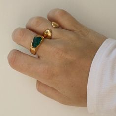 Gemstone Ring Statement Ring Irregular Chunky Gemstone Ring - Etsy Chunky Gemstone Ring, Chunky Ring With Stone, Thick Gold Ring With Stone, Chunky Stone Rings, Gold Rings Thick, Chunky Gemstone Rings, Gold Chunky Rings, Chunky Gold Rings, Gold Stone Ring