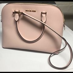 Brand New Michael Kors Cindy Satchel Color Is Powder Blush Smoke Free Home Michael Kors Blush Crossbody Bag, Michael Kors Blush Bag With Detachable Strap, Michael Kors Blush Leather Shoulder Bag, Michael Kors Blush Bags With Gold-tone Hardware, Michael Kors Everyday Blush Bag, Michael Kors Blush Bag For Everyday, Michael Kors Blush Everyday Bag, Classic Michael Kors Satchel For Errands, Michael Kors Satchel