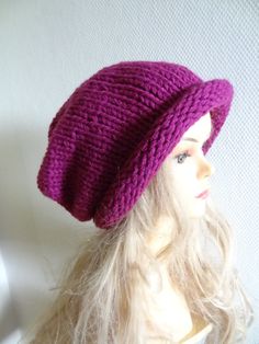 Slouchy Knit Hat, Knit Slouchy Hats, Womens Slouchy Beanie, Oversized Hat, Chunky Hat, Cable Hat, Knitted Beret, Cable Knit Hat, Big Hat