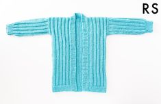 an image of a child's blue sweater on a white background with the words rs written below it