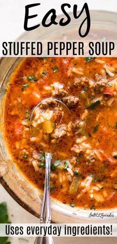 this easy stuffed pepper soup is the perfect way to use up leftover food