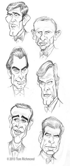 some drawings of men with different facial expressions