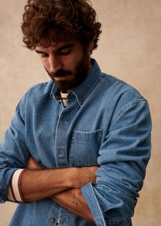 Valerio Shirt - Denim - Cotton - Octobre Éditions Unstructured Denim Blue Cotton Denim Jacket, Classic Indigo Cotton Denim Jacket, Relaxed Fit Long Sleeve Denim Jacket For Everyday, Relaxed Fit Long Sleeve Denim Jacket For Casual Gatherings, Relaxed Fit Denim Jacket For Casual Gatherings, Everyday Denim Shacket, Everyday Long Sleeve Relaxed Fit Denim Jacket, Everyday Washed Shacket, Cotton Denim Jacket In Medium Wash With Button Cuffs