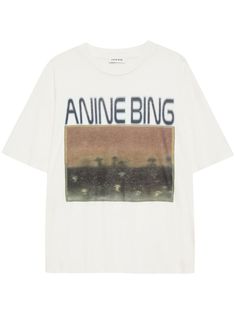 ANINE BING Cade Mushrooms T-shirt | White | FARFETCH CA Texture Logo, Anine Bing, Wedge Sneakers, Knit Sweatshirt, White Wash, Hat Hairstyles, Cloth Bags, Sales Gifts, Logo Print