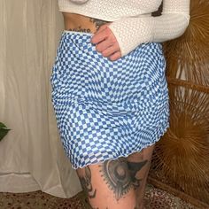 Never Worn Size Small Trendy Summer Blue Mini Skirt, High Waist Blue Mini Skirt For Beach, Casual Blue Skort For Day Out, Trendy Blue Mini Skort, Trendy Blue Mini Skirt For Day Out, Casual Blue Mini Skirt For Summer, Trendy Blue Skort For Spring, Trendy Blue Mini Skirt, Blue Mini Skort For Day Out