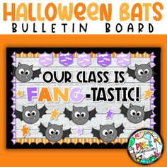 a bulletin board with bats on it and the words, our class is fan - tastic