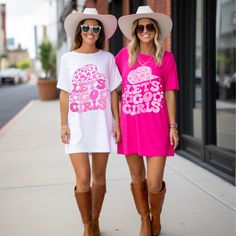 💖 get ready to have the CUTEST disco cowgirl bachelorette with this trendy LETS GO GIRLS western bride shirt 🤠 it's the PERFECT preppy inspired cowgirl shirt for a cowgirl bachelorette theme 💖  ✨🌷 PRODUCT INFO 🌷✨ ✿ Comfort Colors Tshirt ✿ 100% soft & comfy cotton ✿ High quality design printed direct to garment (meaning no vinyl flaking!) ✿ Designed & made to order in the USA ✨🌷 SIZING 🌷✨ ✿ Loose unisex fit ✿ Size up 2 sizes for an oversized look ✿ Swipe ➸ through product photos for Size G Bachelorette Party Lets Go Girls, Disco Cowgirl Bachelorette Purple, Disco Cowgirl Outfit, Disco Cowgirl Bachelorette Shirts, Disco Cowgirl, Let’s Go Girls Bachelorette, Lets Go Girls Shirt, Cowgirl Tshirt, Pink Cowgirl Shirt