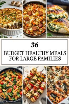 a collage of images with text overlay that reads,'the best healthy meals for large families '