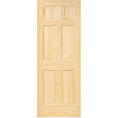 a wooden door with four panels on the front and side paneled in light wood