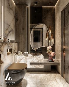 an elegant bathroom with marble walls and flooring