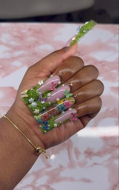 Moss Garden Nails, Moss Nails, Diy Acrylic Nails