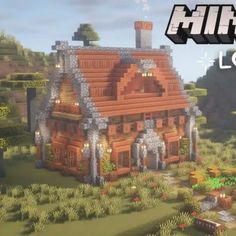 an image of a house in the middle of a forest with text overlay that reads minecraft log cabin