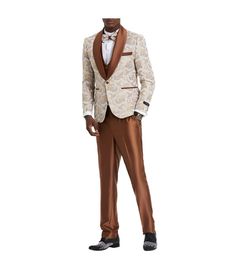 Make a statement with this stylish paisley 3-piece suit. The vibrant paisley pattern and satin finish give this suit a unique look that's perfect for the young man who wants to stand out from the crowd. The matching satin pants and vest are comfortable and stylish, and they'll make you feel confident and put-together.Material: 65% Dacron 35% Rayon Elegant Festive Pants, Elegant Fitted Pant Set For Party, Elegant Formal Pantsuit For Festive Occasions, Elegant Festive Pantsuit For Formal Occasions, Elegant Wedding Pants For Festive Season, Elegant Festive Wedding Pants, Elegant Festive Formal Pantsuit, Luxury Fitted Wedding Bottoms, Fitted Pants For Festive Wedding Occasion