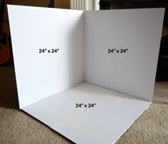 an open box with two sides cut out to show the size and width for each card