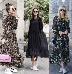 Outfit Vestido Largo, Sneakers With Dress Outfit, Maxi Dress Outfit Casual, Dress And Sneakers Outfit, Modest Casual Outfits, Chique Outfit, Look Office, Daily Dress