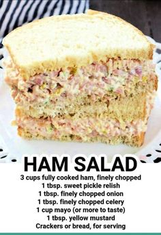 an advertisement for ham salad on a plate