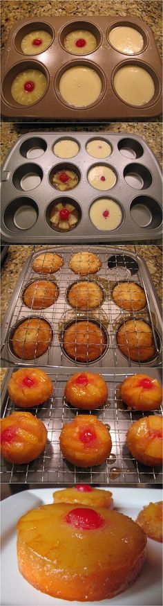 there are several different pictures of pastries in the oven