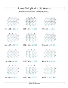 the lattice math worksheet for students to practice addition and subtraction skills