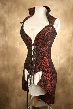 I want this....! Garden Victorian, Pirate Corset, Black Rose Ring, Female Pirate, Circus Ringmaster, Brocade Corset, Coat Tails, Steampunk Fantasy, Pirate Wench