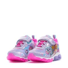 Engineered for fun, smiles, and all-day play. The Paw Patrol toddlers' athletic shoes are lined with a comfortable soft fabric, cushioned with a comfortable midsole, and have a rubber sole with a bumper toe for durability. Nothing can stop your toddler from enjoying their day with these cute athletic shoes on their feet. Hook-and-loop strap closure with an elastic front. Textile and synthetic upper. Soft fabric lining. Heel pull-tab. Bumper toe. Cushioned insole. Molded translucent midsole. Rubb Non-slip High-top Sneakers For Playtime, Playful Breathable Sneakers With Round Toe, Playful Breathable Round Toe Sneakers, Playful Synthetic Sneakers With Rubber Sole, Playful Sneakers With Rubber Sole And Synthetic Material, Synthetic Round Toe Sneakers For Playtime, Playful Lace-up Sneakers For Sports, Sporty Sneakers With Rubber Sole For Playtime, Casual Non-slip Sneakers For Play