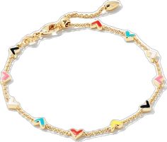 Playful Multicolor Jewelry With Adjustable Chain, Cute Multicolor Heart Charm Jewelry, Cute Multicolor Jewelry With Heart Charm, Cute Multicolor Heart Bracelet Gift, Trendy Multicolor Bracelets With Heart Charm, Cute Multicolor Heart Bracelet For Gift, Multicolor Heart Charm Bracelet, Dainty Multicolor Jewelry For Valentine's Day, Trendy Multicolor Heart-shaped Charm Bracelet