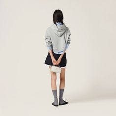 Find MIU MIU Cotton Fleece Hoodie on Editorialist. Cropped fit Crew-neck with hood Long sleeves with ribbed knit cuffs Embroidered logo Ribbed knit hem Rhinestone decoration Miu Miu Style, Workout Sweatshirt, Womens Fleece, Cotton Hoodie, Cotton Fleece, Oversized Sweatshirt, Grey Cotton, Knit Cuff, Sporty Style