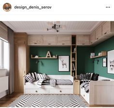 an image of a bedroom with green walls