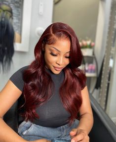 Red Hair Inspo, Lace Front Wigs Human Hair, Long Red Hair, Burgundy Hair, Hair Laid, Wigs Human Hair, Hair Inspiration Color, Long Red