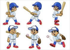 a cartoon baseball player with different poses