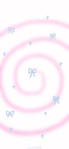 an abstract pink and blue background with bows in the center, on top of white circles