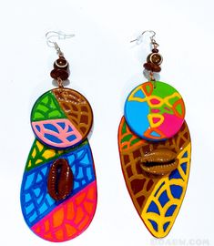 Note: Please Read My shop shipping policies before ordering❤️🖤💚 These beautiful earrings was created by sacred divine hands..  Enjoy the Beautiful Energy,  They were most definitely, made for a Queen 🦋 ✨HOT SELLERS ✨ They are hand painted (using a small metal stick) with acrylic (nontoxic) paints on lightweight wood Glossed with a clear gloss for protection. Size: 4.5in Earrings Approximately Sterling Silver earhook wires  Please don't not let the earrings (wood part) get wet. Remove when taking bath showers , washing hands, dishes, applying lotions or body creams or body oils, etc  Note: items that are handmade/hand painted,  will varies in size, shape or designs.  Clip ons can be added (send a note with order, to adjust) Beads may vary. Thanks for supporting Handmade  You are apprecia Artistic Hand Painted Brown Earrings, Artsy Beaded Drop Earrings, Handmade Artsy Beaded Earrings, Hand Painted Drop Earrings For Festivals, Artisan Teardrop Earrings With Artistic Design, Artistic Yellow Teardrop Jewelry, Handmade Adjustable Artsy Beaded Earrings, Artistic Hand Painted Brown Jewelry, Artistic Brown Jewelry For Festival