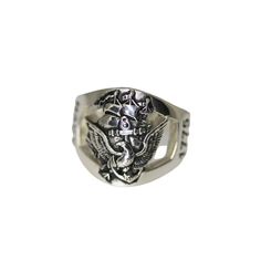 "Amazing Custom Sterling Silver Navy Ring made in our Veteran owned custom jewelry business. Approx. 3/4\" Tall on Ring Face - Exceptional Sterling Silver Marine Corps Rings Designed by a USMC Veteran Limited Lifetime warranty Designed by US Veteran Made in the USA Each Ring is custom made to each order received, please allow 3-5 weeks for delivery. No design changes to this ring design, if you would like changes to the design, please contact us at 1-800-876-8028 These rings are solid, not hollo Symbolic White Gold Skull Ring For Anniversary, Unique Customizable Silver Jewelry, Customizable Unique Silver Jewelry, Silver Symbolic Rings With Polished Finish, Symbolic Silver Rings With Polished Finish, Symbolic Silver Engraved Ring For Formal Occasions, Silver Hallmarked Skull Ring For Anniversary, Silver Sterling Skull Ring For Anniversary, Formal Silver Skull Ring With Polished Finish