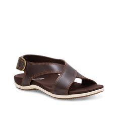 Eastland-Coastal Sandal Get the most our of summery days in the Coastal sandal from Eastland. This leather pair sports a cross-strapped silhouette to catch the eye, while the contoured foam footbed provides a comfortable basis for your ensemble. Brown Sport Sandals With Arch Support And Open Toe, Casual Brown Sport Sandals With Buckle Closure, Brown Slingback Sandals With Arch Support For Beach, Brown Beach Sport Sandals With Buckle Closure, Brown Sport Sandals With Buckle Closure For Beach, Brown Slingback Sandals With Arch Support And Round Toe, Casual Brown Sport Sandals With Adjustable Strap, Brown Outdoor Sandals With Buckle Closure, Outdoor T-strap Sandals With Removable Insole